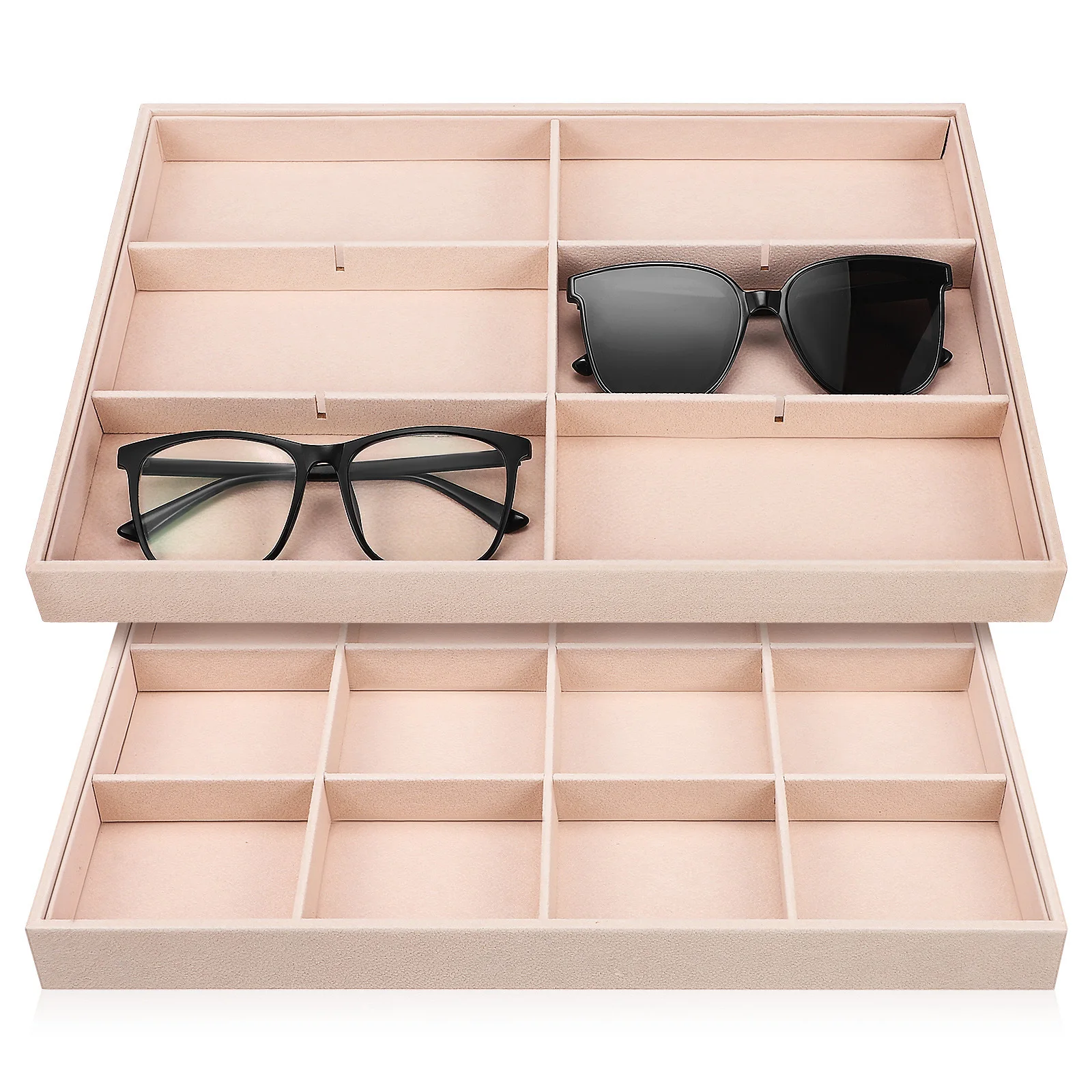 2Pcs Jewelry Organizer Tray Flexible Dividers Soft Protected Drawer Storage Jewelry Display Tray Ring Storage Organizer