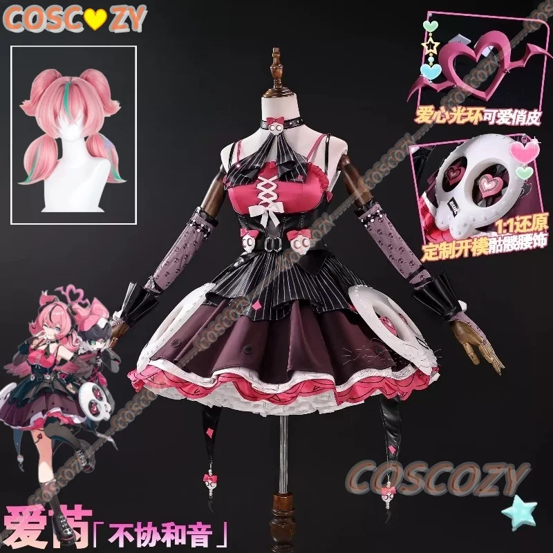 Disfraz de Cosplay de Aria del Juego Zenless Zone Zero, Vestido de Aria Dissonance Angels of Delusion, Conjunto de Peluca y Accesorios para la Cabeza, Trajes de Aria para Comic Con