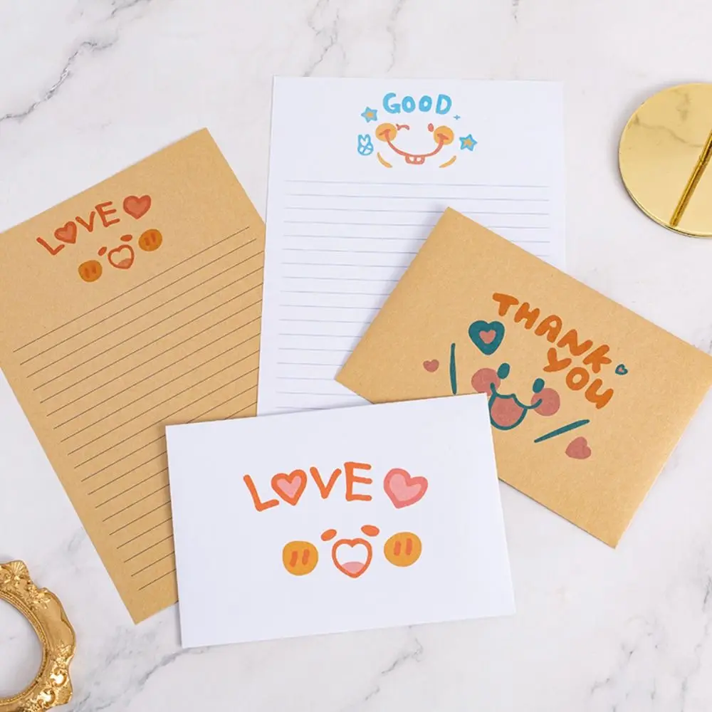 

24Pcs Cute Kraft Paper Envelope Expression Happy Graffiti Envelope Letter Nostalgia Art Blessing Thank Envelope Teachers' Day