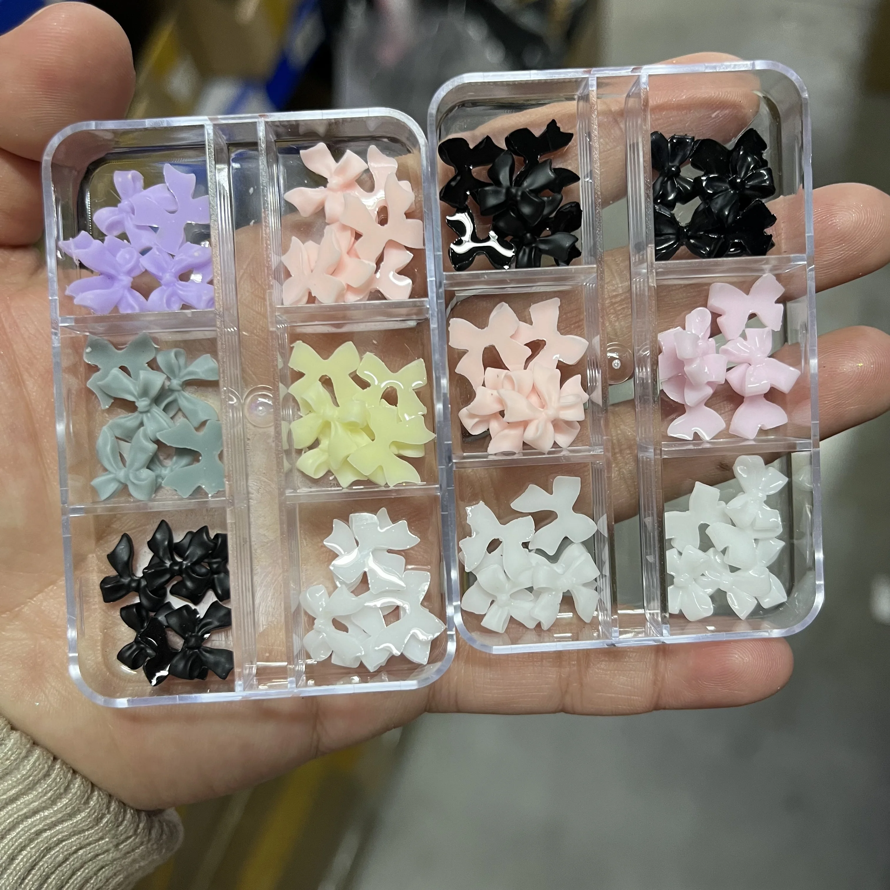 30PCS Minimalist Retro Pink/White Bow Nail Art Charms Solid Color Ribbon Bow Nail Decoration for Valentine DIY Nails Accessories