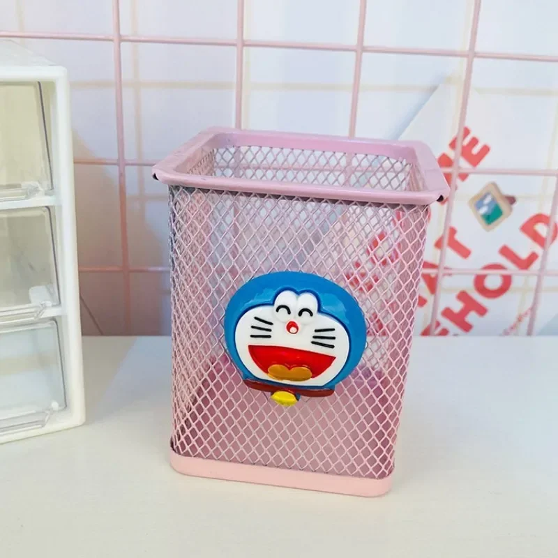 Doraemon Bleistift halter Metall Stift halter Mädchen Junge Desktop-Stift halter Clips Box Schul büro Kinder Briefpapier Make-up Pinsel Lagerung