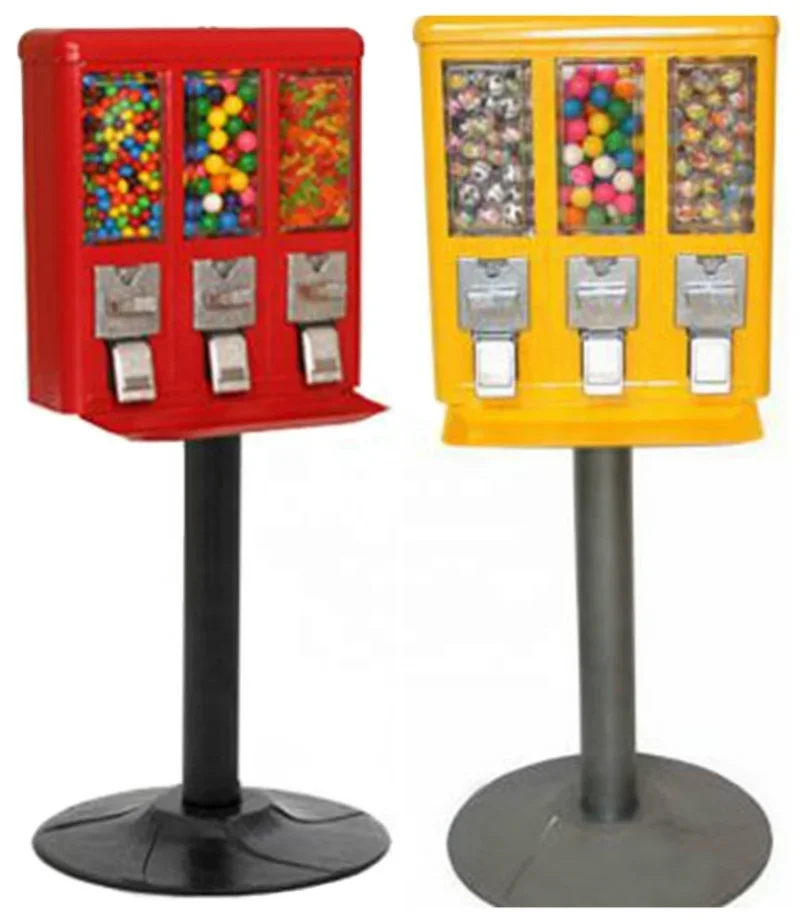 triple head bulk candy bouncing ball outdoor triple candy vending machine