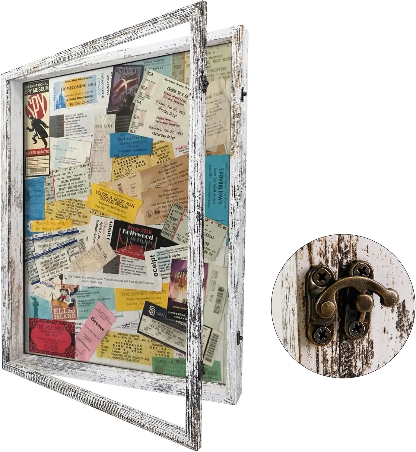 Shadow Box Frame 18x24, Wood Shadow Box Display Case with Glass Window Metal Lock, Memory Box for Memorabilia Awards Medals Phot