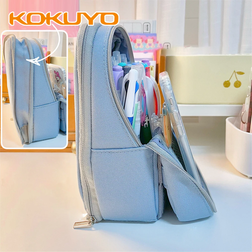 Japan Pencil Case KOKUYO Vertical Multifunctional Deformation Pen Bag 2-in-1 Can Stand Large Capacity Stationery School Supplies