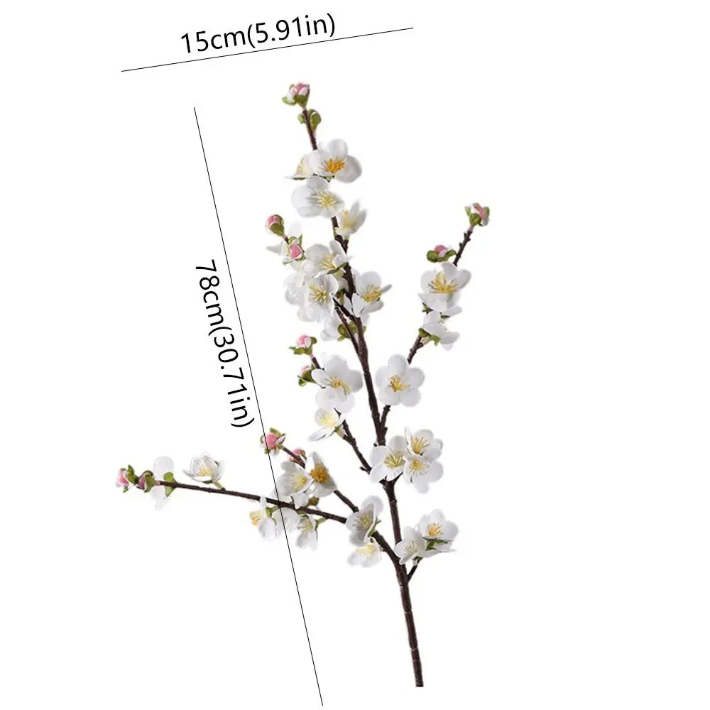 78cm ramas de flor de melocotón Artificial plástico tacto Real flor de cerezo de seda hecha a mano elegante flor falsa sala de estar escritorio