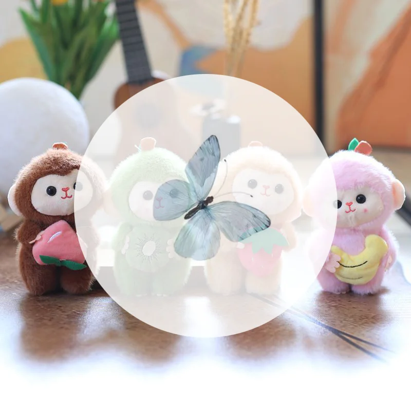 

Attractive Plush Toy Keyring Stuffed Animal Doll Fruit Monkey Charming Keychain Backpack Pendant Car Key Holder Ideal Present