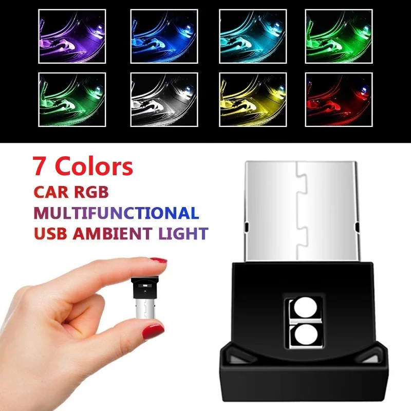 Car Colorful Light Atmosphere Light Decorative Lamp Emergency Lighting PC Mini-USB RGB LED Auto Light Auto Interior