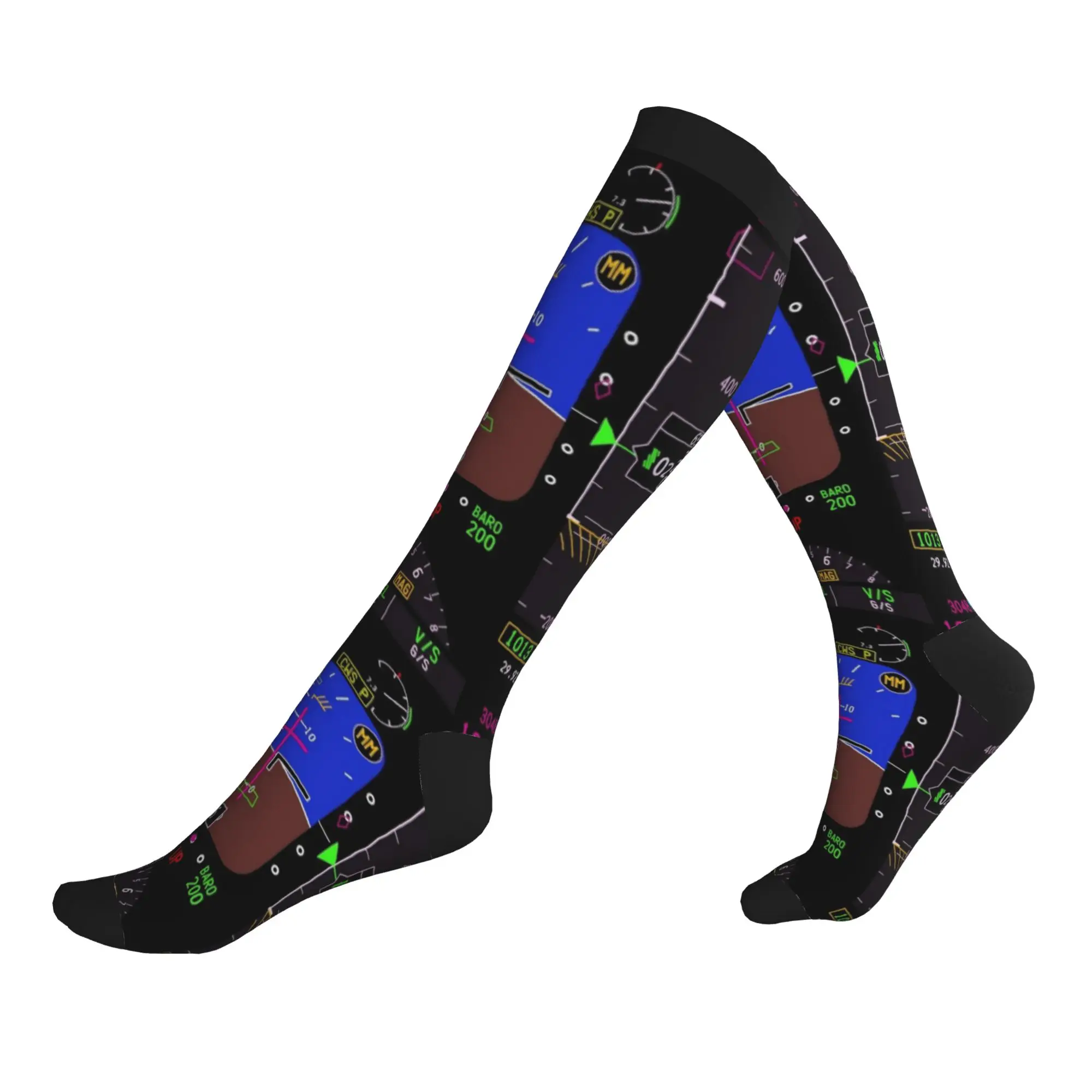 

Boeing 737NG PFD Mens Sports Compression Socks Unisex Novelty 3D Print Aviation Airplane Aviator Dress Socks