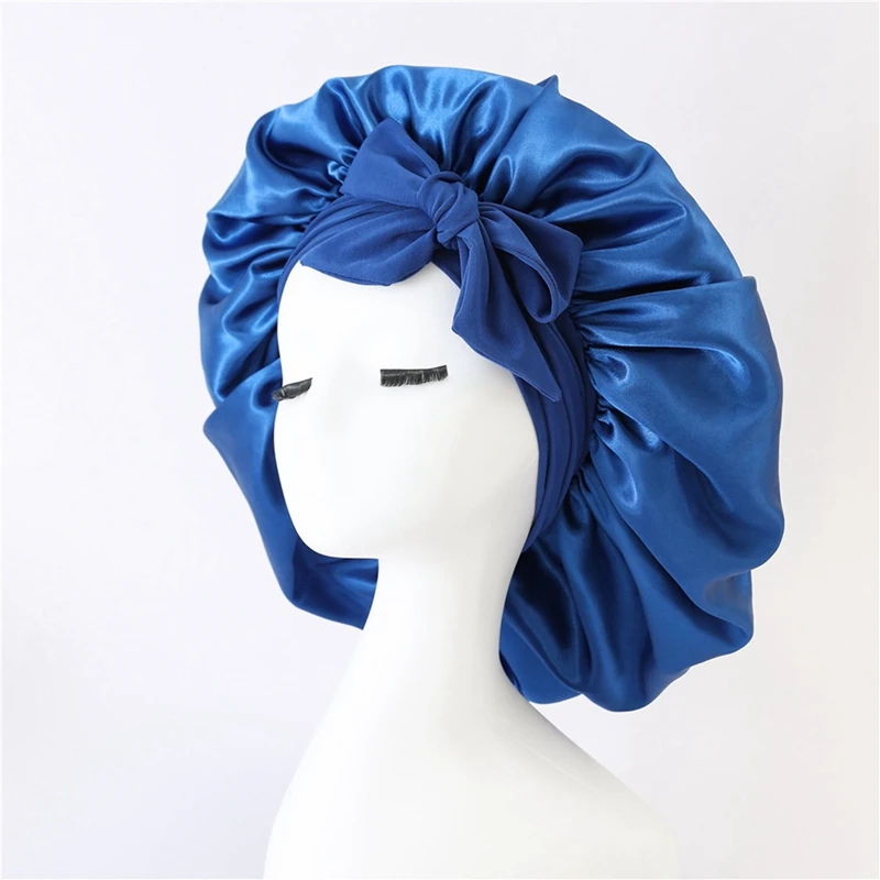 Women Hat Night Sleeping Shower Cap High Elastic Hair Bonnet Hat Head Cover Hair Care Bonnet Nightcap High Guality Black