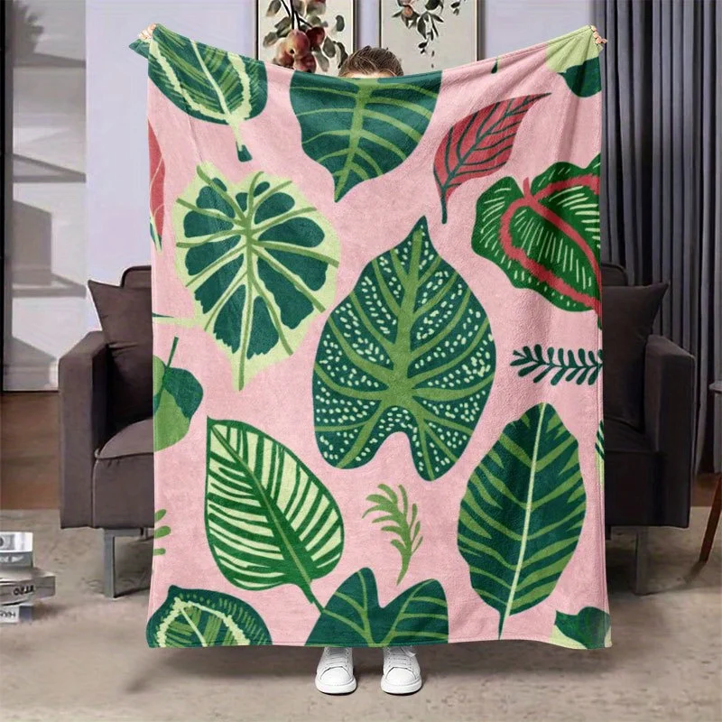

Двустороннее фланелевое одеяло Tropical Leaf Paradise для островных вибраций, всесезонный комфорт, подарок в джунглях