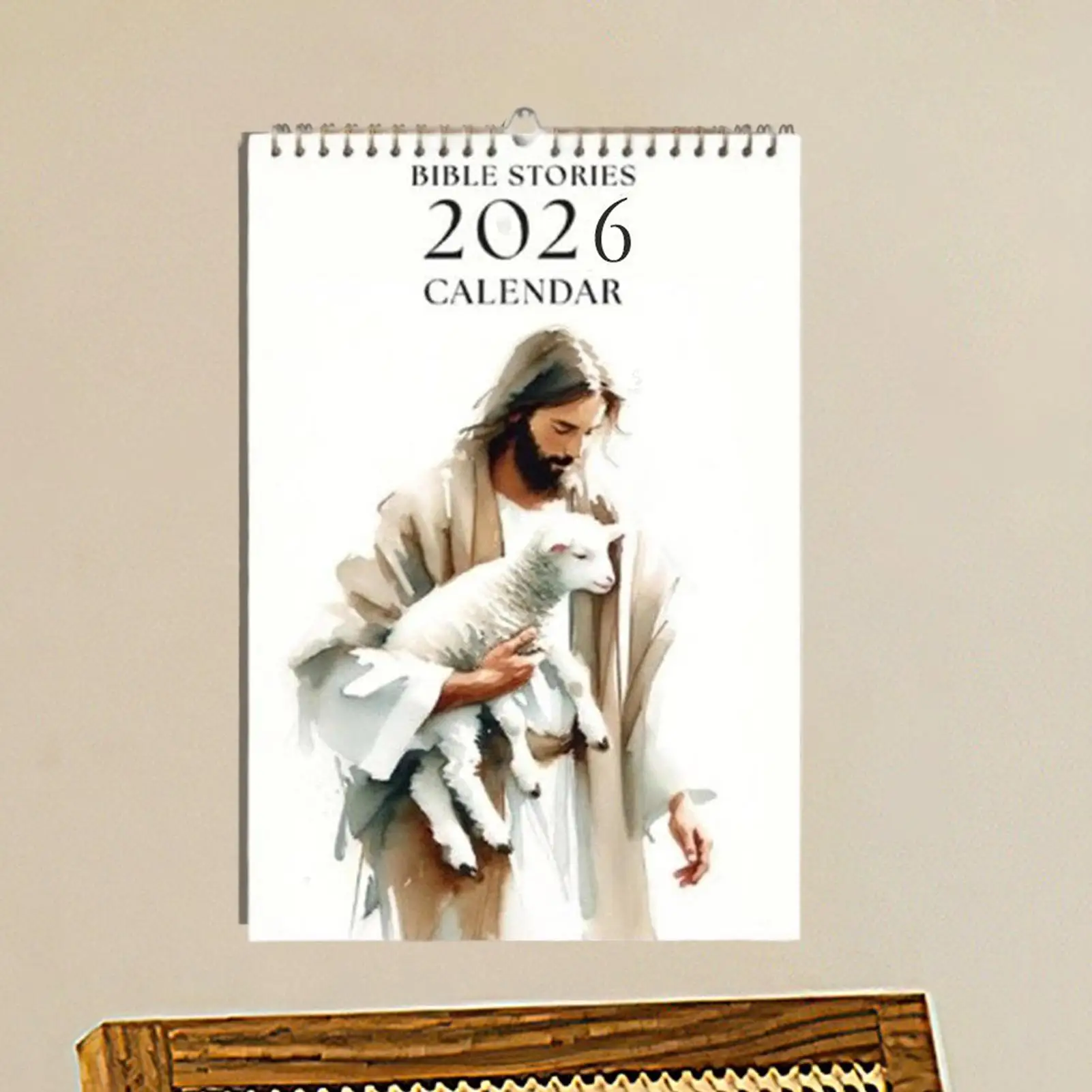 

2026 Christian Bible Wall Calendar Christian Bible Story Illustration Monthly Calendar Religious Christian Planner Home Decor