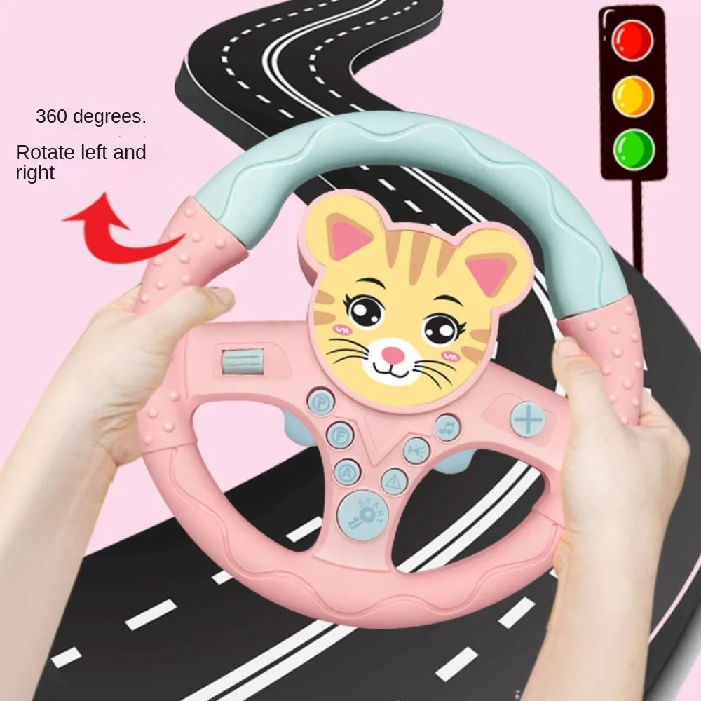 

360 ° Rotation Cartoon Copilot Steering Wheel Multi Functional Early Education Simulation Steering Wheel Simulation Interactive
