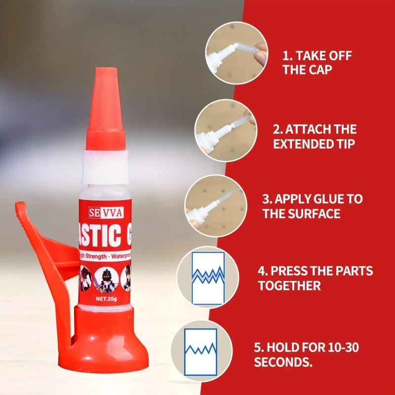 Powerful Multi-purpose Strong Adhesive - Immediate Bonding, Quick-drying Waterproof for Metals/Plastics/Glass/Ceramics/Wood/Leat