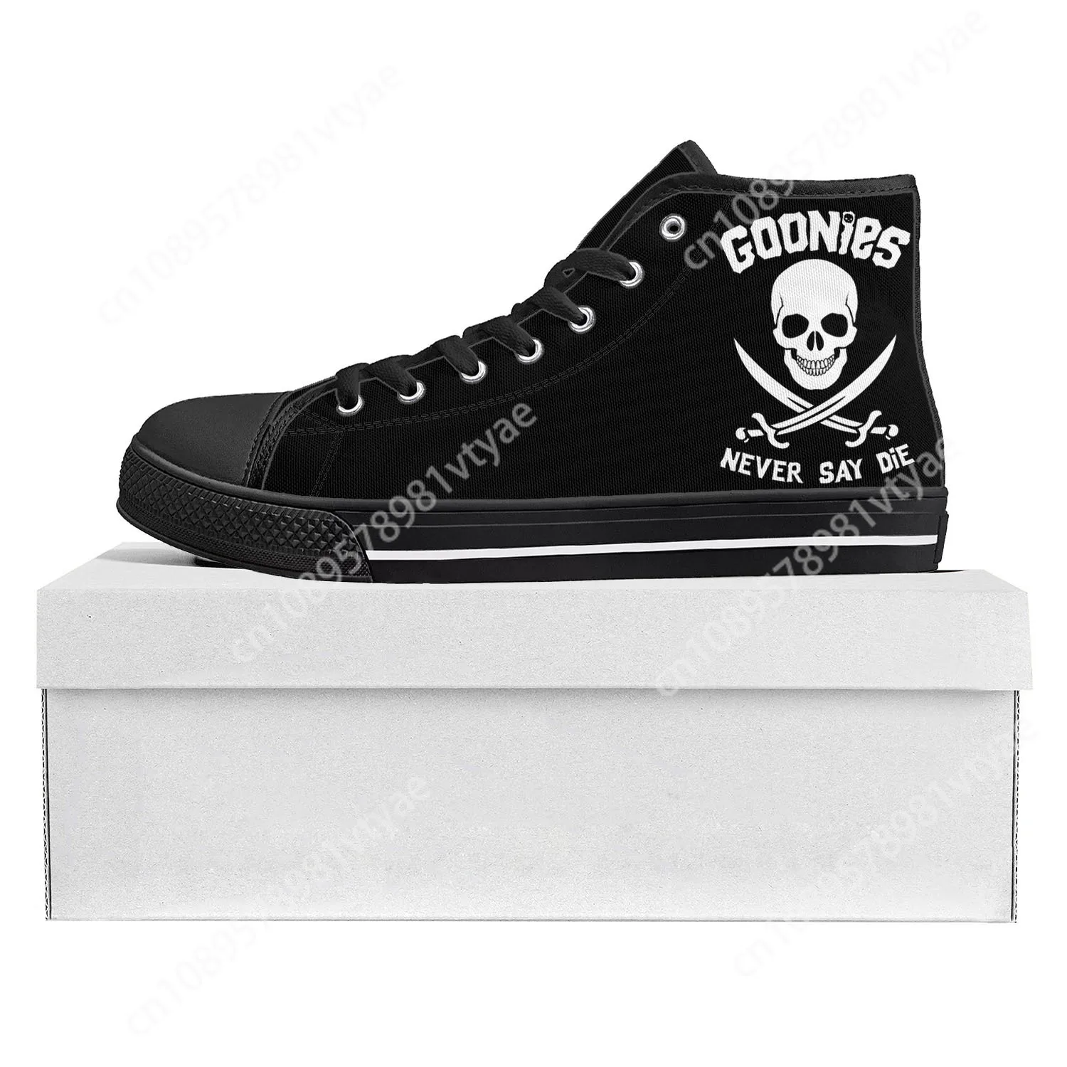 

Goonies Never Say Die Skull Pirate Rock High Top High Quality Sneakers Mens Womens Teenager Canvas Sneaker Couple Custom Shoe