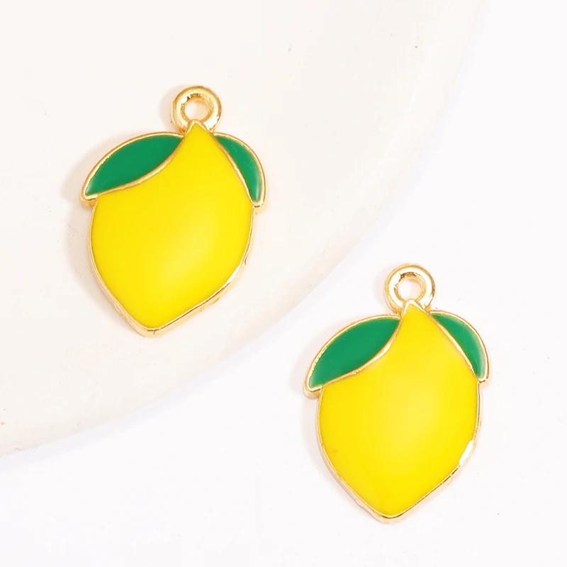 100 unids/lote DIY mezcla de accesorios de joyería aleación goteo de aceite colgante de limón para dijes pulsera de teléfono