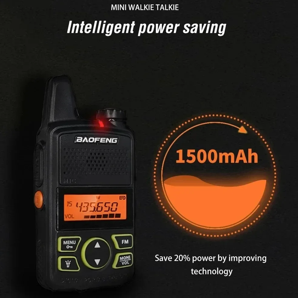 Baofeng  BF-T1 UHF 400-470MHz Portable 5W Two Way Radio1500mAh 20CH Transceiver Walkie Talkie For Kids Gifts