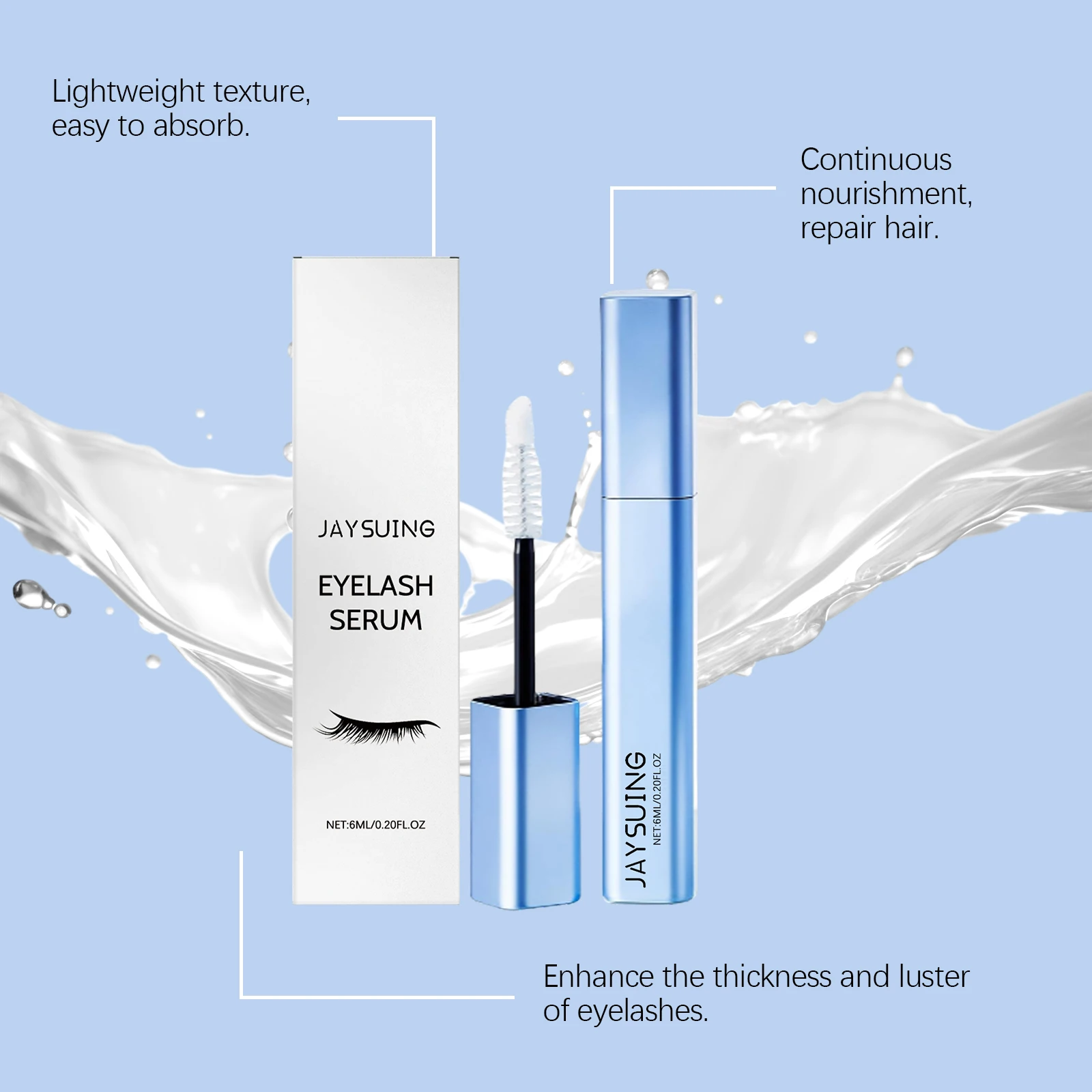 Siero per la crescita delle ciglia 6ml Multi peptidico Centella Asiatica Eye Lash Sopracciglio Miglioramento Promuove Ciglia più spesse più lunghe Liquido