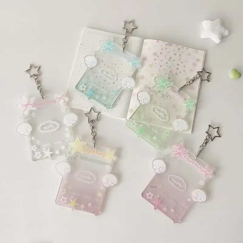 الاكريليك ستار أجنحة شفافة Kpop حامل بطاقة الصور واقية المفاتيح Y2K لطيف 3 بوصة بطاقة كم ظهره الديكور #1