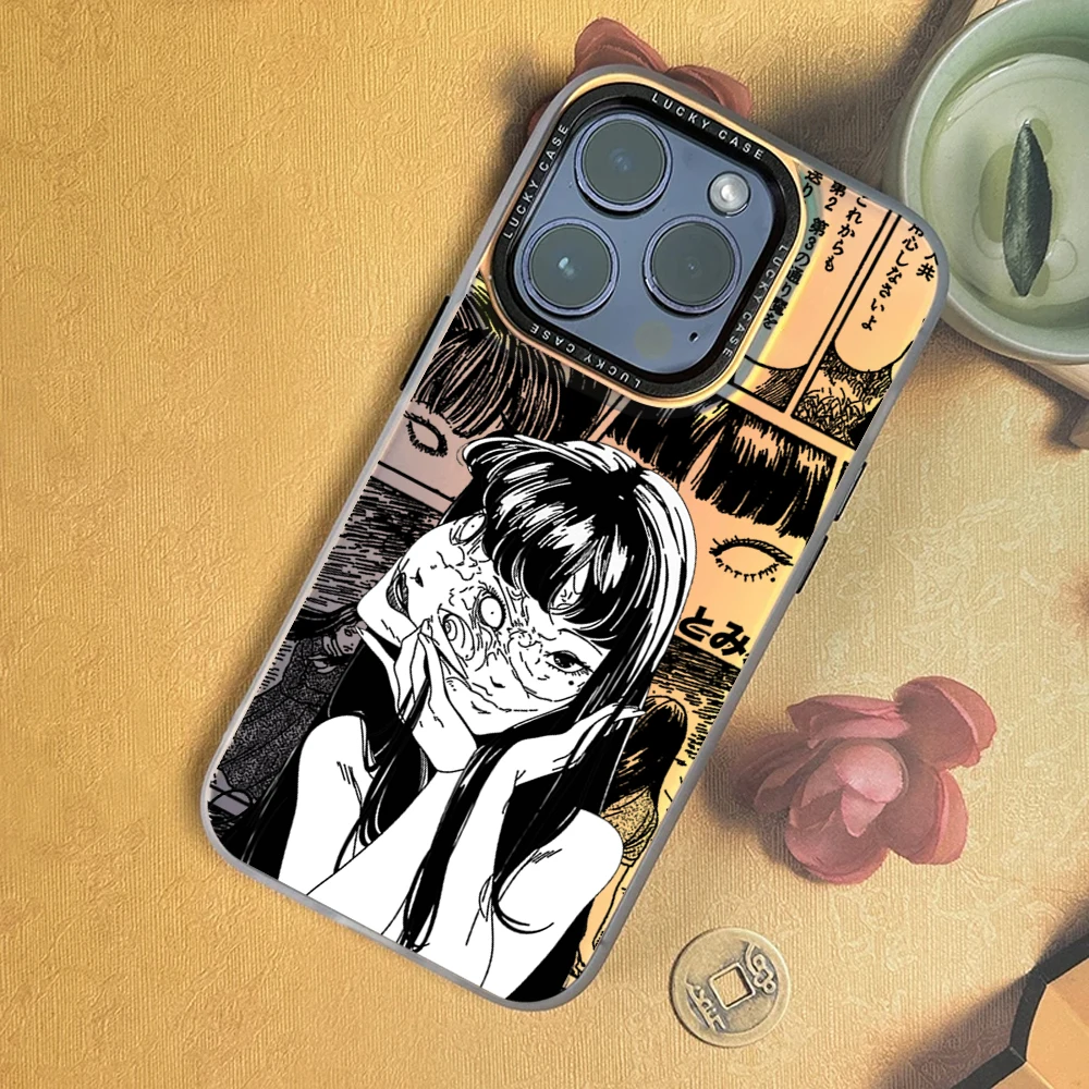 Tomie Junji Ito Horror Anime For iPhone 16 15 14 13 12 11 Pro MAX Plus IMD Chameleon Laser Phone Case