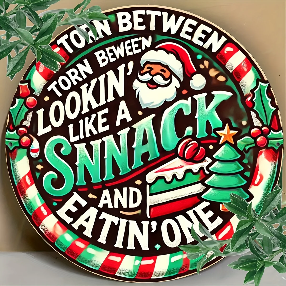 قطعة واحدة من لافتة فنية جدارية معدنية لعيد الميلاد مقاس 8 × 8 بوصات - ديكور من الألومنيوم لغرفة النوم والمطبخ والمطعم والبار والمنزل والحديقة #5