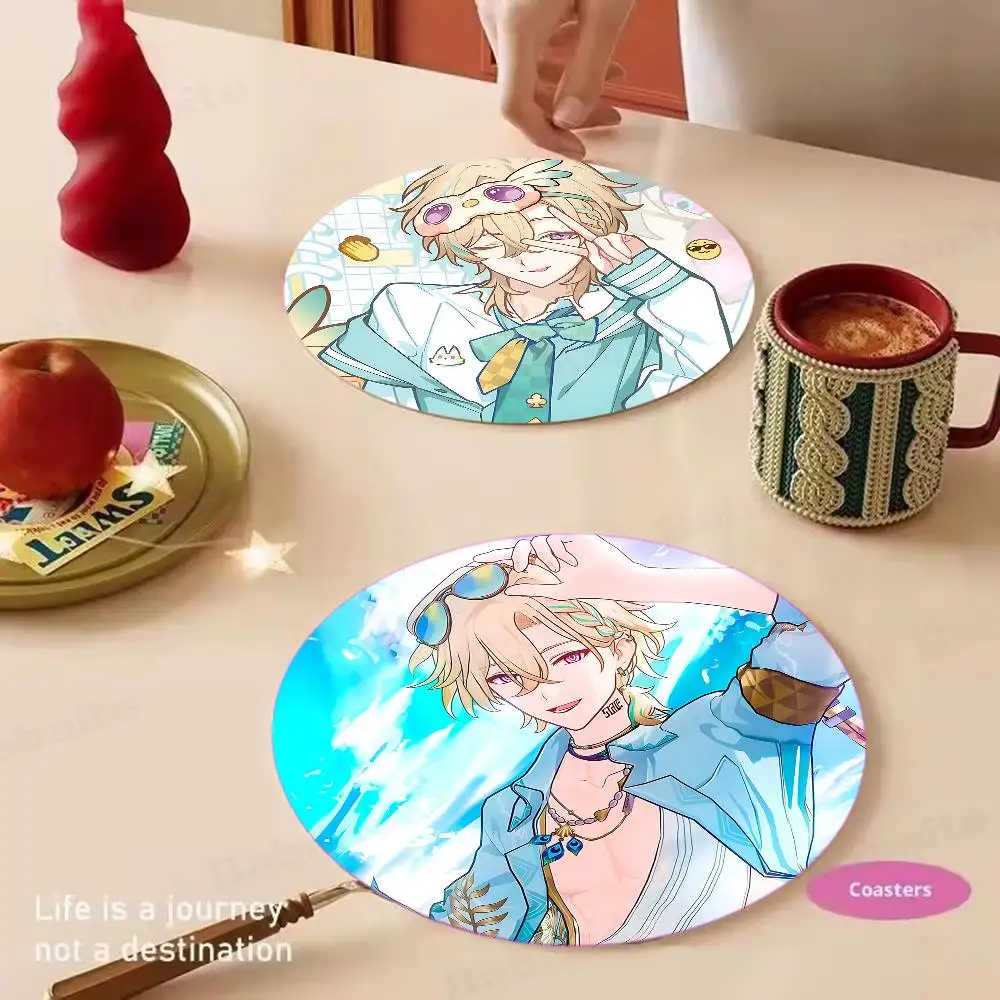 Game Honkai Star Rail aventurine Retro Wooden Cup Mats Elements Colour Printing Cup Coasters Home Kitchen Decora Gifts