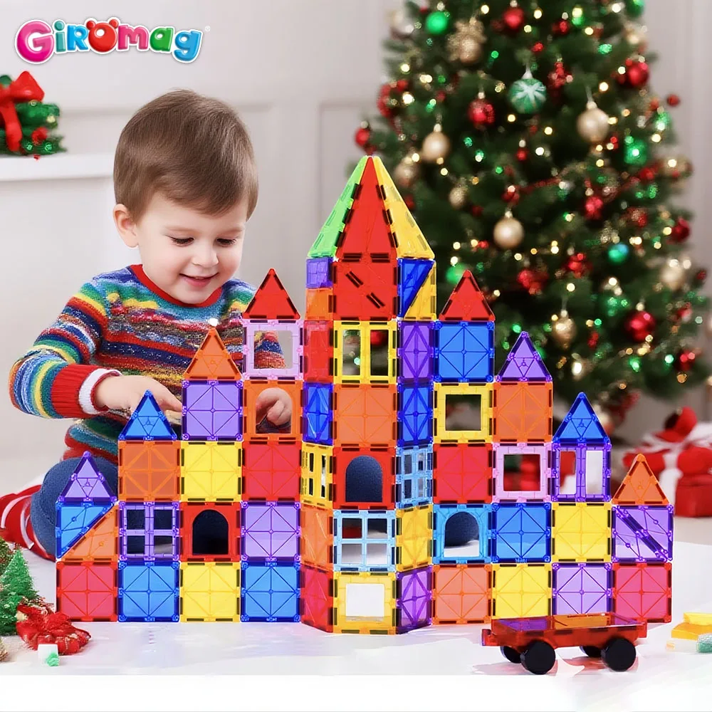 GIROMAG 97 قطعة لوحات البناء المغناطيسية مجموعة البناء الجذعية ألعاب تعليمية هدية للأطفال بنين بنات الذين تتراوح أعمارهم بين 3-12 اللعب الإبداعي