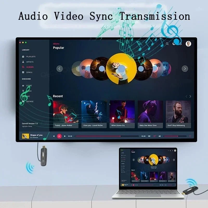 Wireless HDMI-compatible TV Stick Transmission Video Transmitter and Receiver Extender Display Share for Camera PC Typec To TV