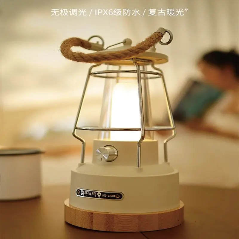 

Светодиодное перезаряжаемое освещение для наружного кемпинга, аварийный водонепроницаемый светильник, подвесная настольная лампа в стиле ретро