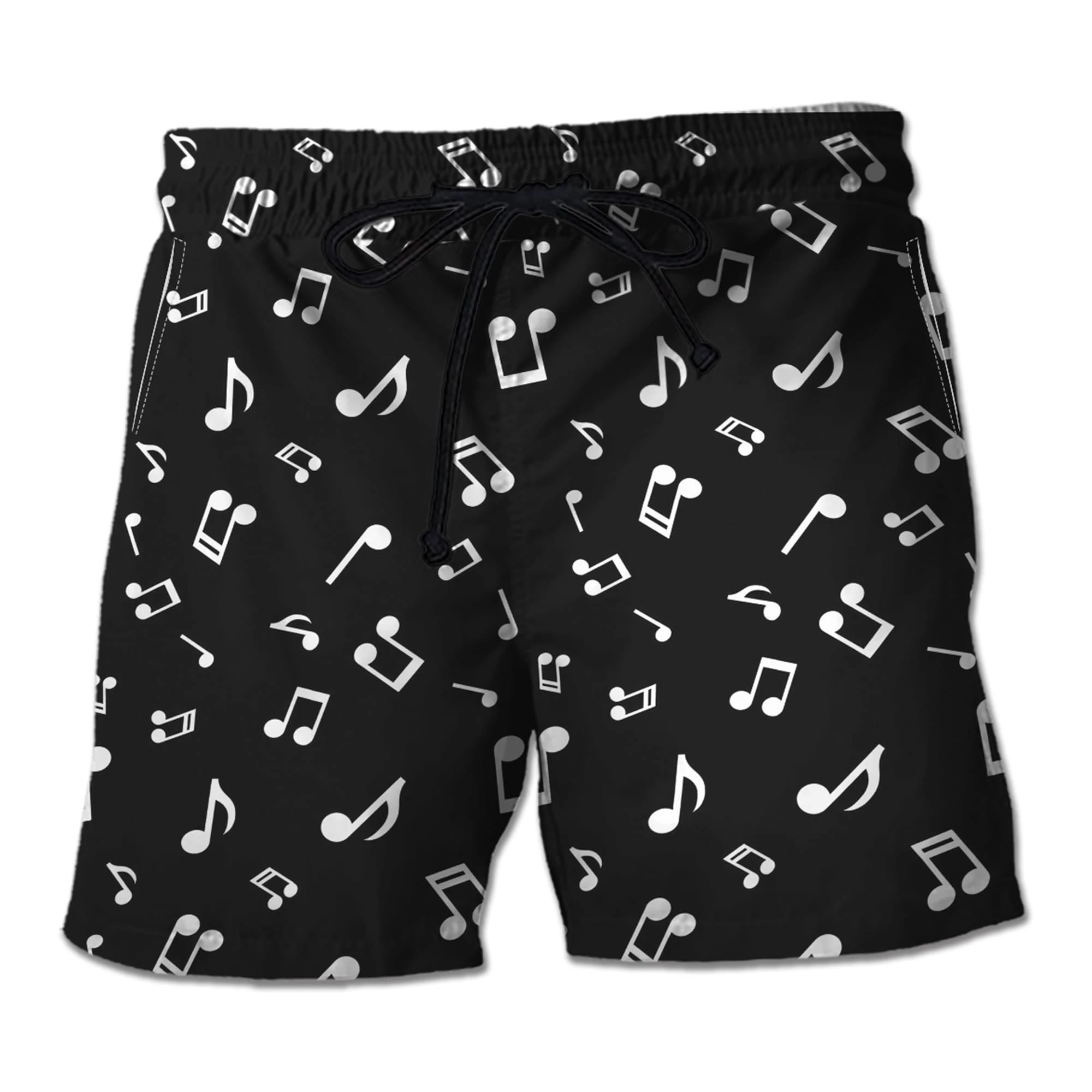 Fashion Music Instrument Graphic Short Pants For Men Clothes Tuba Singer Beach Shorts Casual Hawaii Trunks Musical Note Bermudas