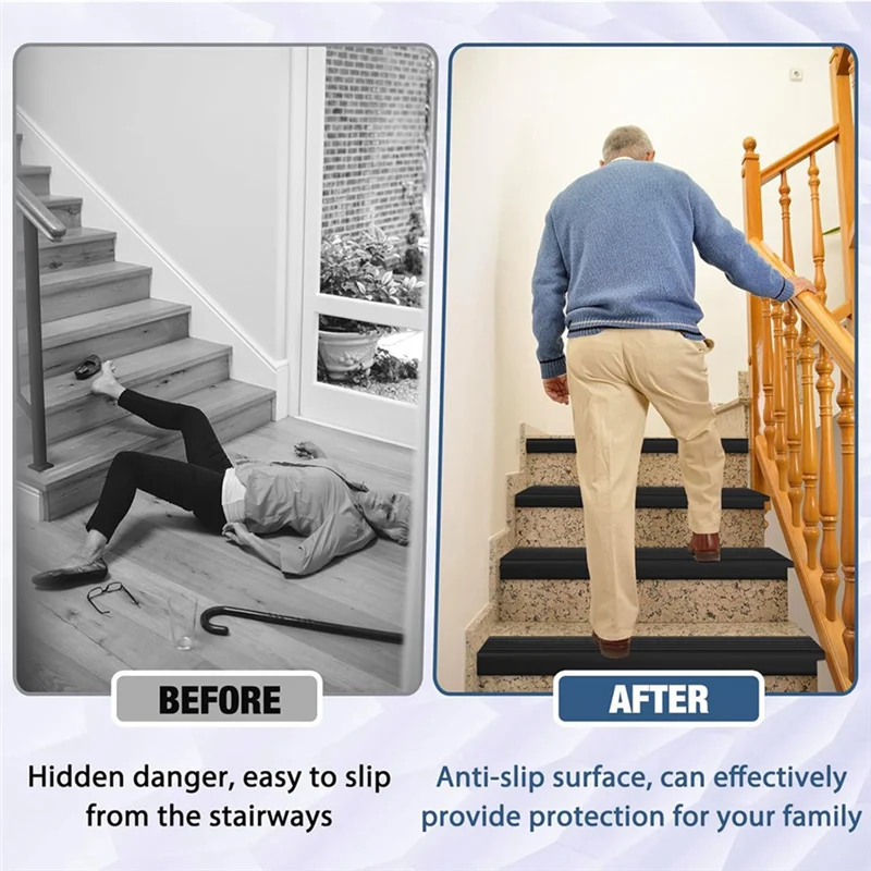 DHDL Stair Edge Protector Vinyl Staircase Step Edge Protector For Outdoor Indoor Black