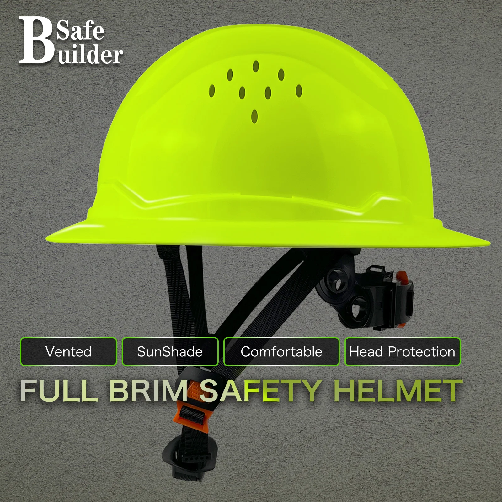 Casco duro Full Birm para casco de seguridad ABS de ingeniero, parasol ANSI Z89.1, gorros de trabajo ventilados de HDPE, industrial y construcción, nuevo