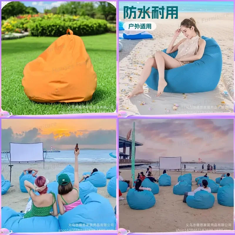 250 Outdoor Waterproof Bean Bag Chair Sunscreen Lazy Sofa Portable Lounge Seat for Courtyard Balcony Beach Garden Patio