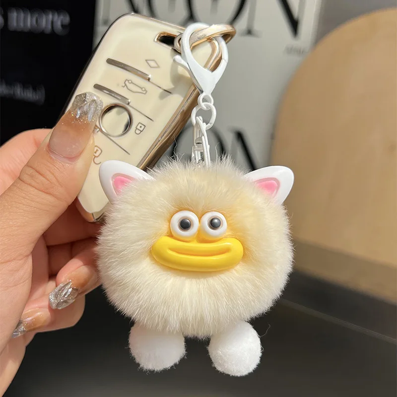 Playful Cartoon Kitty Doll Keychains Plush Cat Key Chain Cute Clown Keyring Pendant For Women Girls Schoolbag Car Trinket Gifts