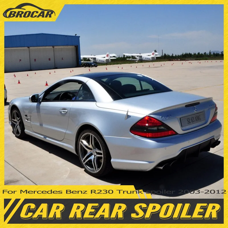 For 2004-2010 Mercedes-Benz SL-Class R230 SL350 SL500 SL55 SL63 FRP Unpainted Real Carbon Fiber Spoiler Trunk Boot Wing Spoiler