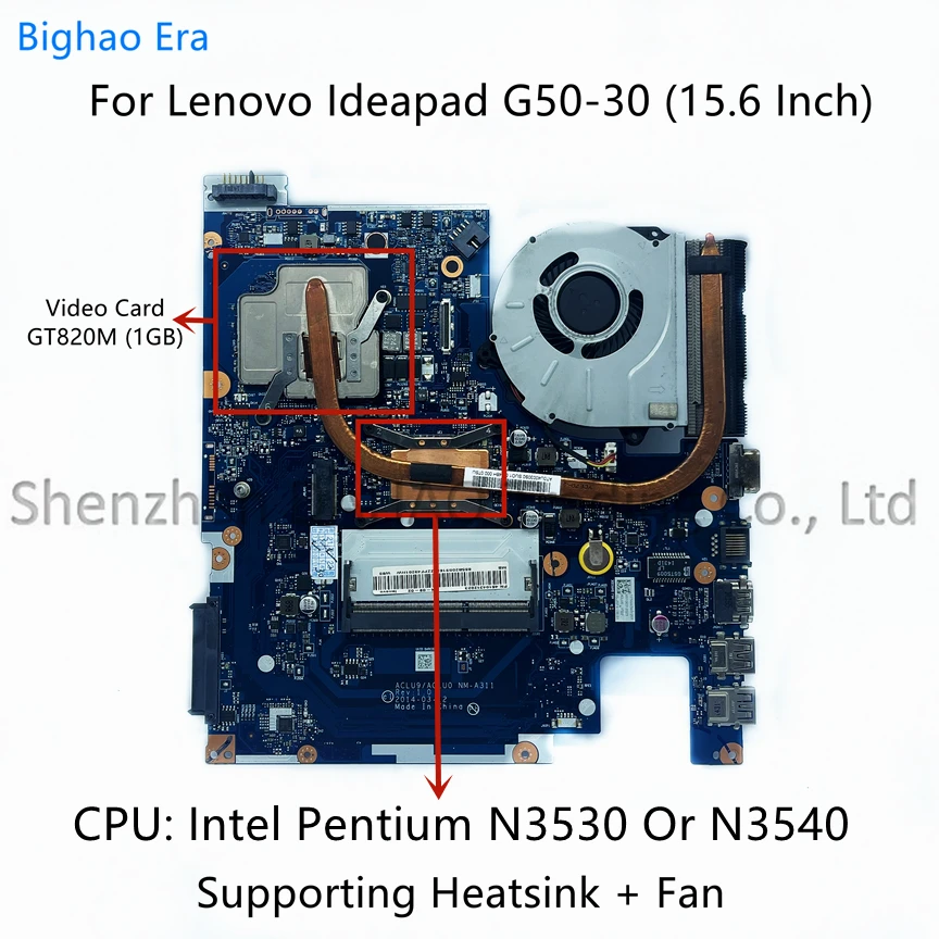 For Lenovo Ideapad G50-30 Laptop Motherboard With Intel N2830 N2940 N3540 CPU GT820M 1GB-GPU ACLU9/ACLU0 NM-A311 (Free Heatsink)