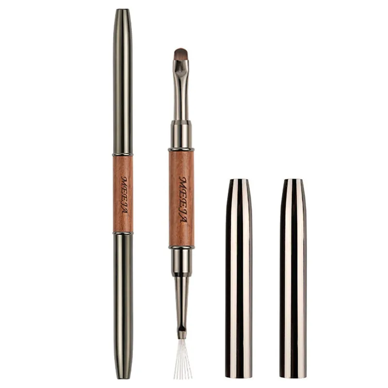 

1/2PCS Double Head Sandalwood Handle Stainless Steel Needle Painting Pen Gel Brush Crystal Nail Art Manicure