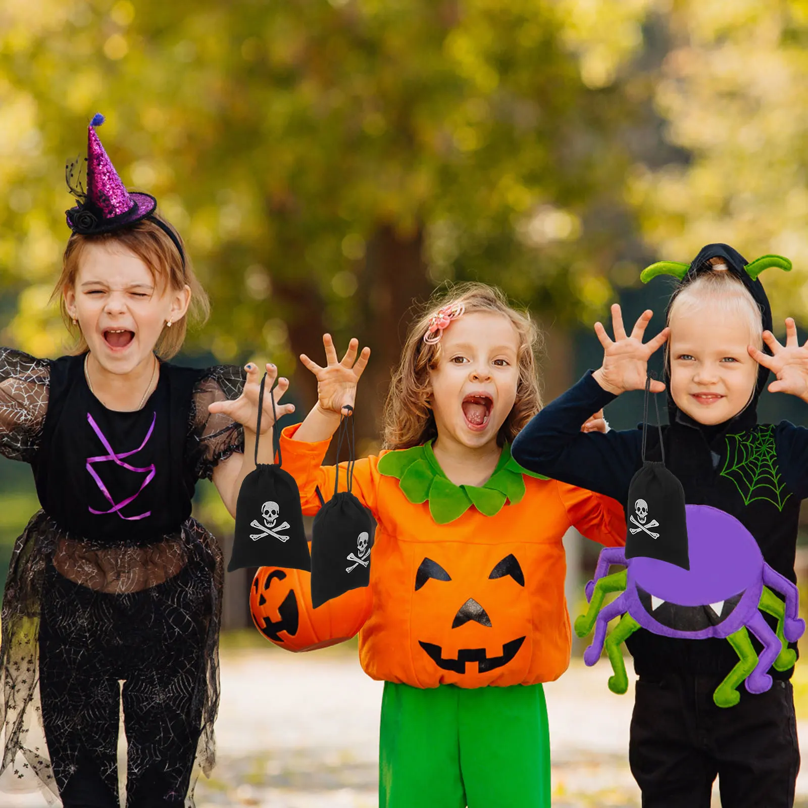 

12Pcs Unique Skull Drawstring Bags Halloween Coin Pouch Jewelry Bag for Pirate Themed Party Favors Skull Favor Bags