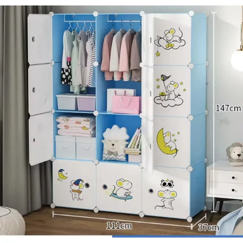 Children’s Modern Blue and White Wardrobe with Plenty of Storage Space