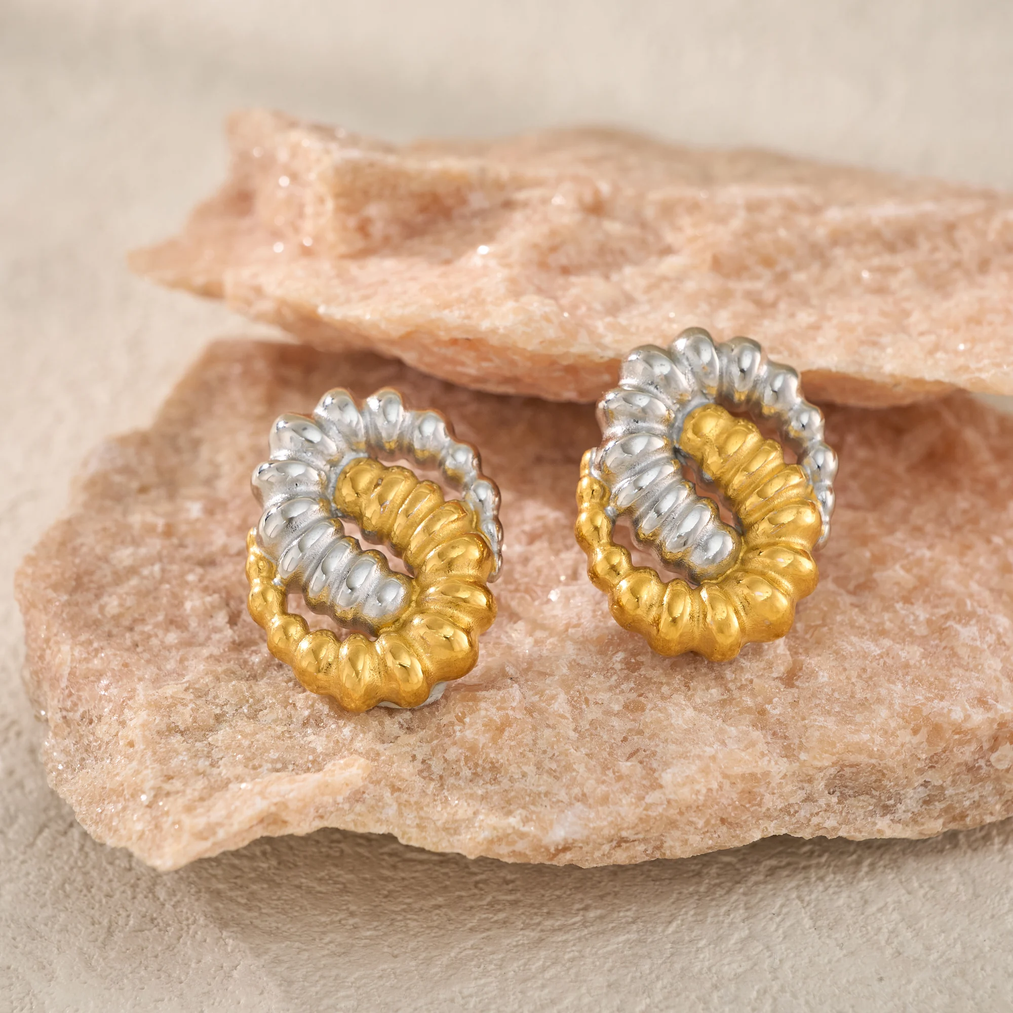 DASEIN Vintage Glamorous Gear Mix Color Earrings INS 18k Gold Plated Hypoallergenic Stainless Steel Jewelry Gift For Women