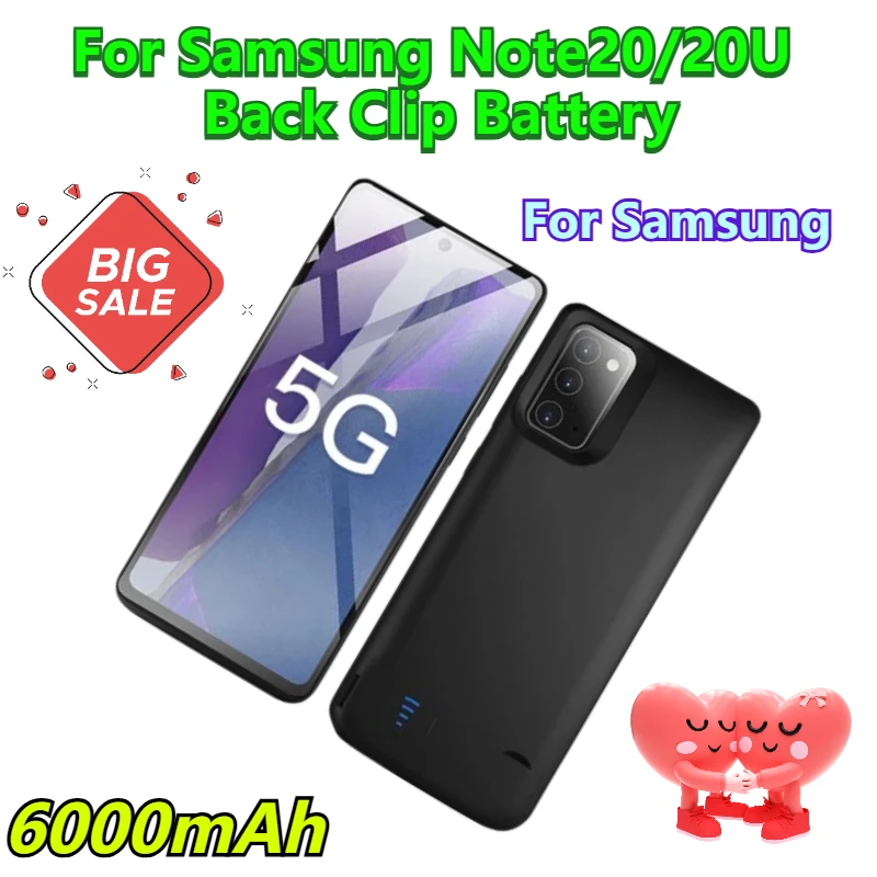 

6000mAh for Samsung Note20/20U Back Clip Battery Power Bank Wireless Charger Case