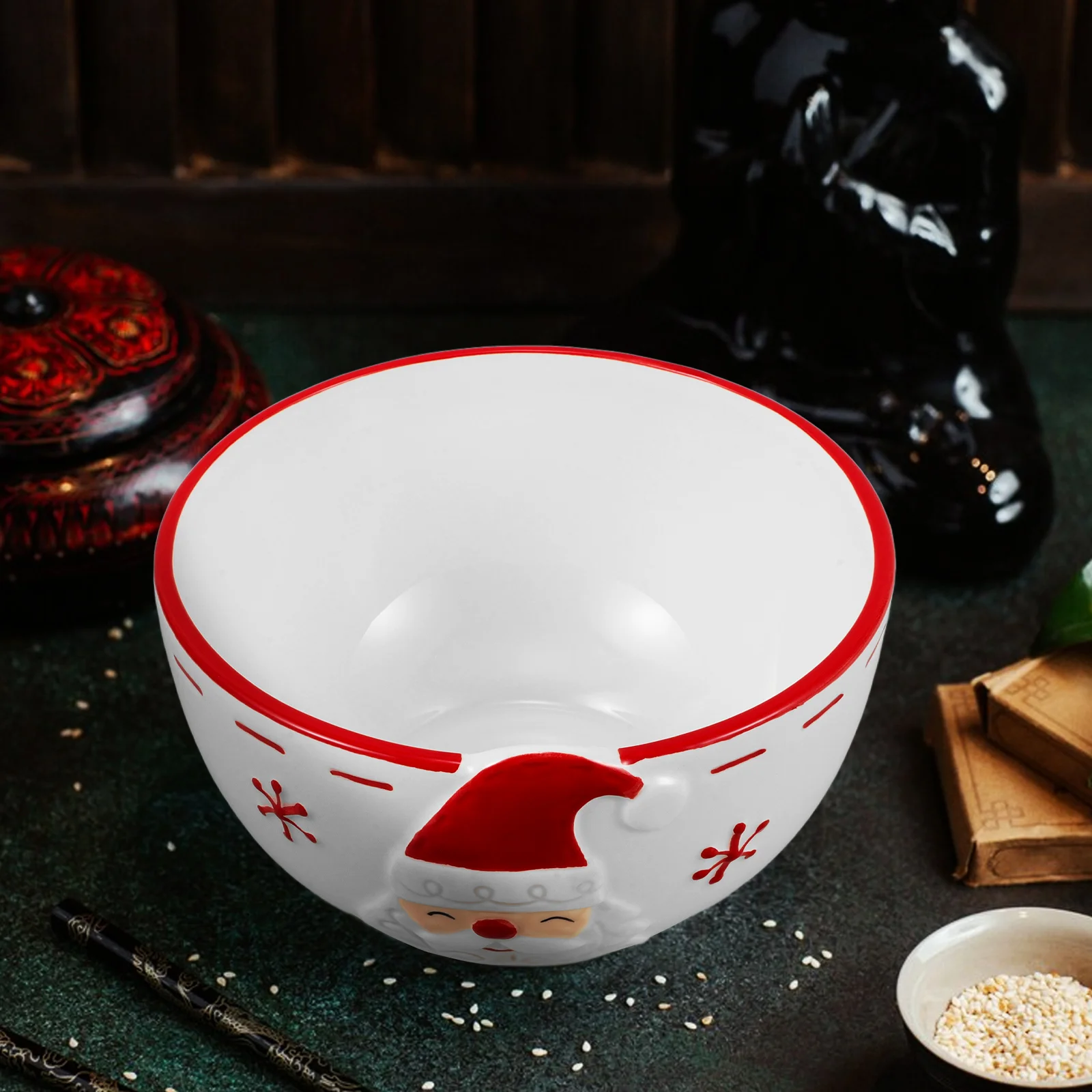  Ceramic Bowl Tableware Ice Cream Novelty Dessert Plates Xmas Candy Bowls Fruit Christmas Serving Holiday