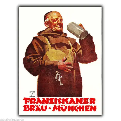 PLACA METÁLICA FRANZISKANER CERVEJA ALEMÃ Retrô Vintage Pôster Publicitário - Alumínio