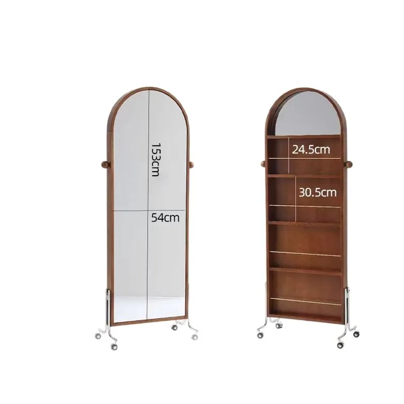 

Household creative magazines, books and newspapers, shelves, medieval movable solid wood try-on full-length mirrors