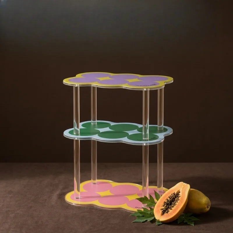 Color polka dot flower wavy acrylic multi-layer shelf dresser perfume cup acrylic multi-layer storage