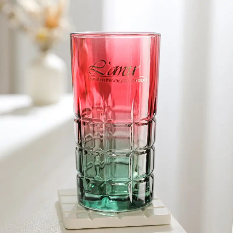 Thickened Glass Mug Two-Tone Beer Mugs Juice Cup Creative Tea Glass Household Colorful Drinkware Bar Party Drinking Cup Fashion