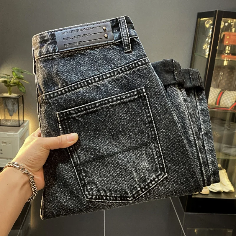 Jeans larghi retrò americani di High Street da uomo autunno e inverno nuova tendenza pantaloni a gamba dritta a gamba larga