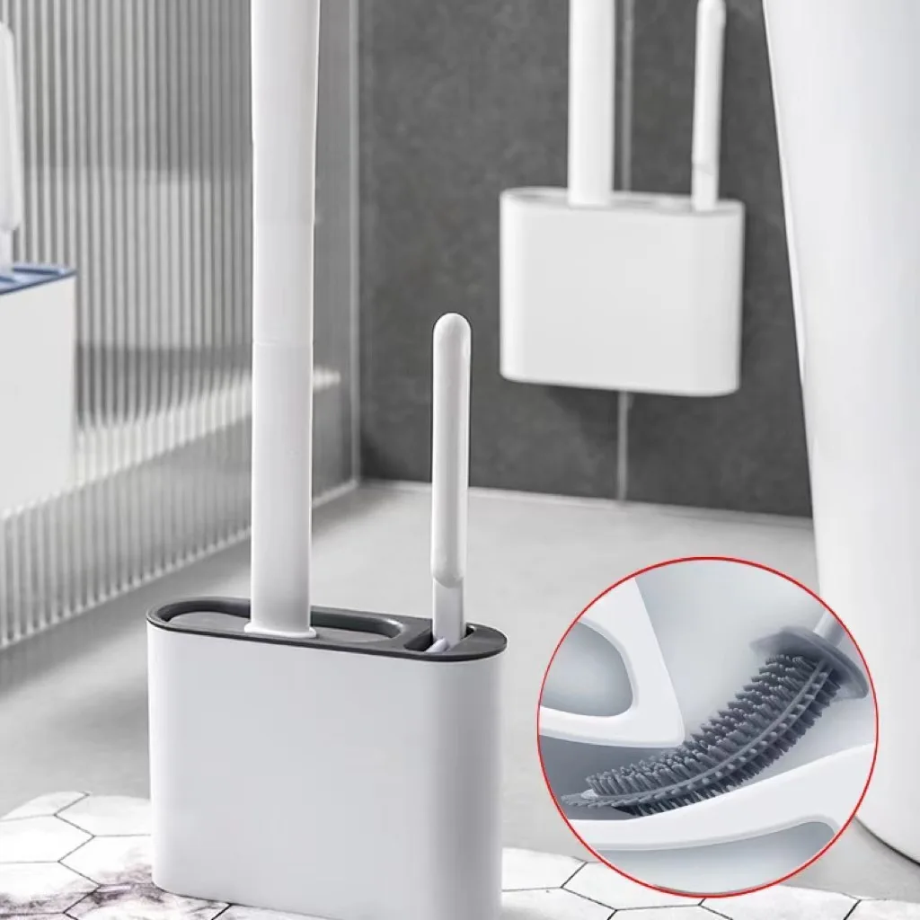 Wall-mounted Toilet Brush Household Silicone Punch-free Cleaning Artifact Toilet Toilet No Dead Angle Multifunctional Brush