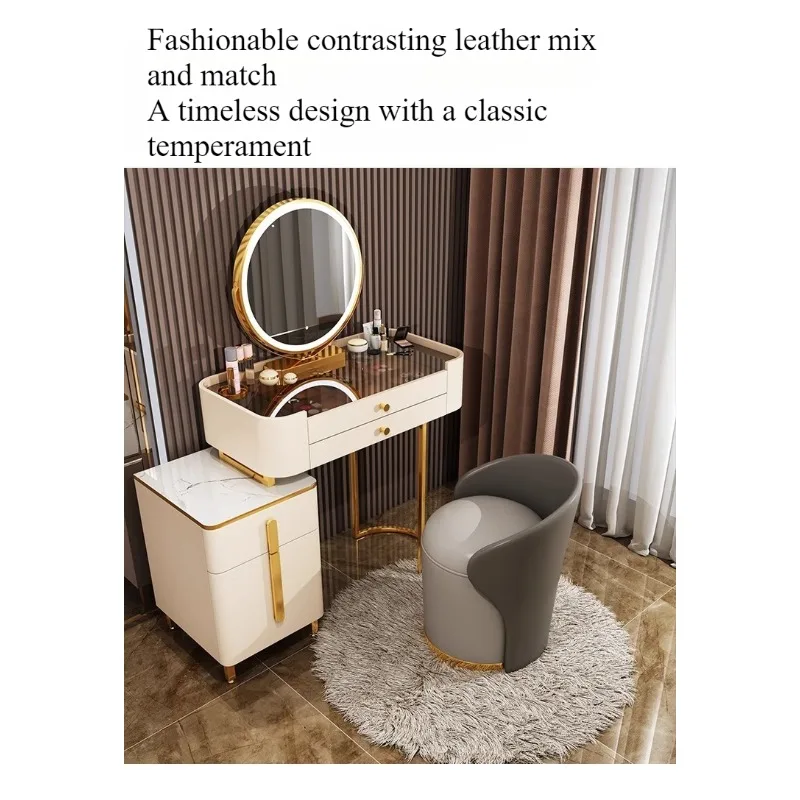 Bedroom light luxury dressing stool Internet celebrity makeup chair dressing table back chair solid wood rotatable makeup stool image 6