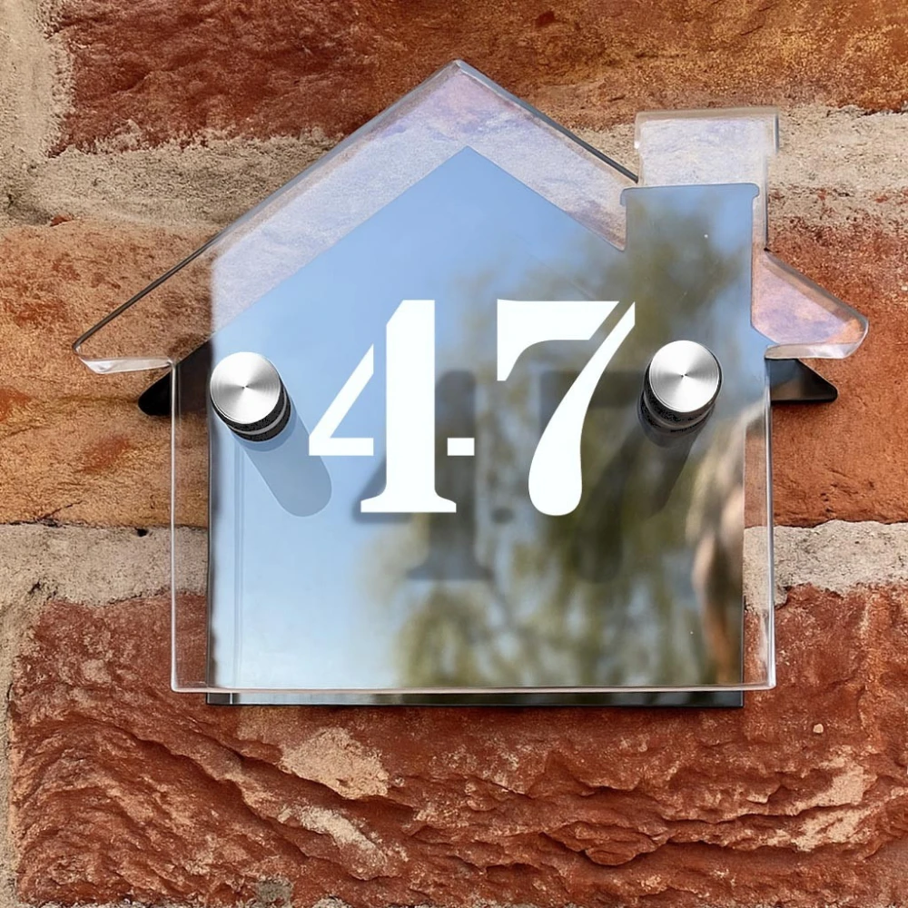 

House Number Plaques Personalised Door Numbers shape of the house Signs Customized