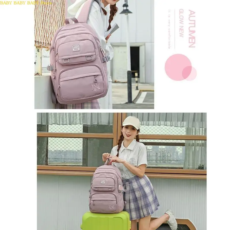 

Q81A School Backpack Teen Girls Multi Pocket Schoolbag Student Daypack Female Book Bags Travel Daypack